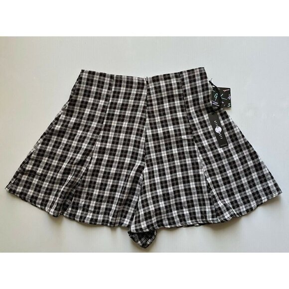 After Party Vintage Womens Black Plaids Flutter High Waisted Shorts Size S - Picture 3 of 12